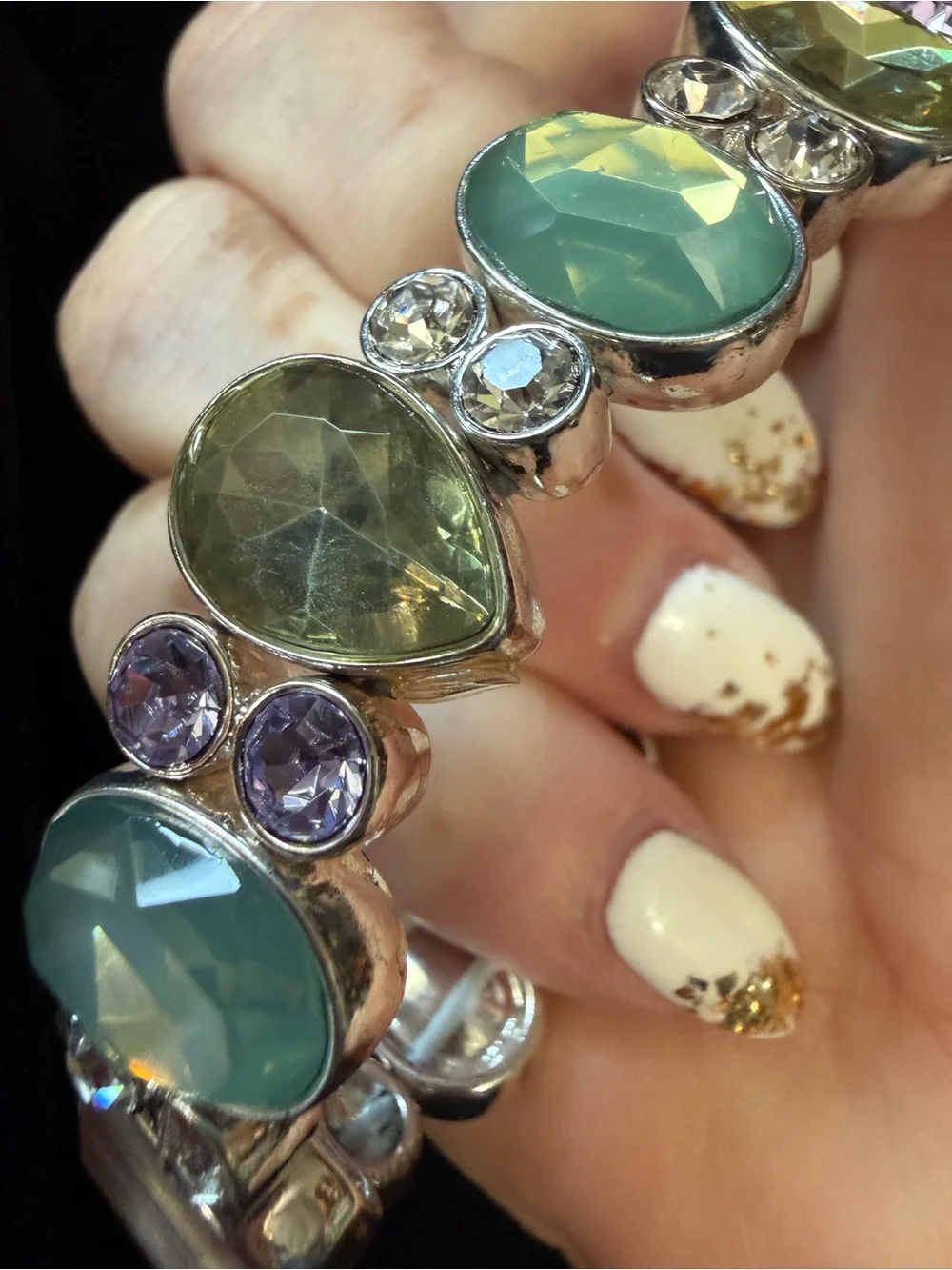 Multi-Stone Fashion Bracelet in Green, Pink and Yellow - Women's Jewelry
